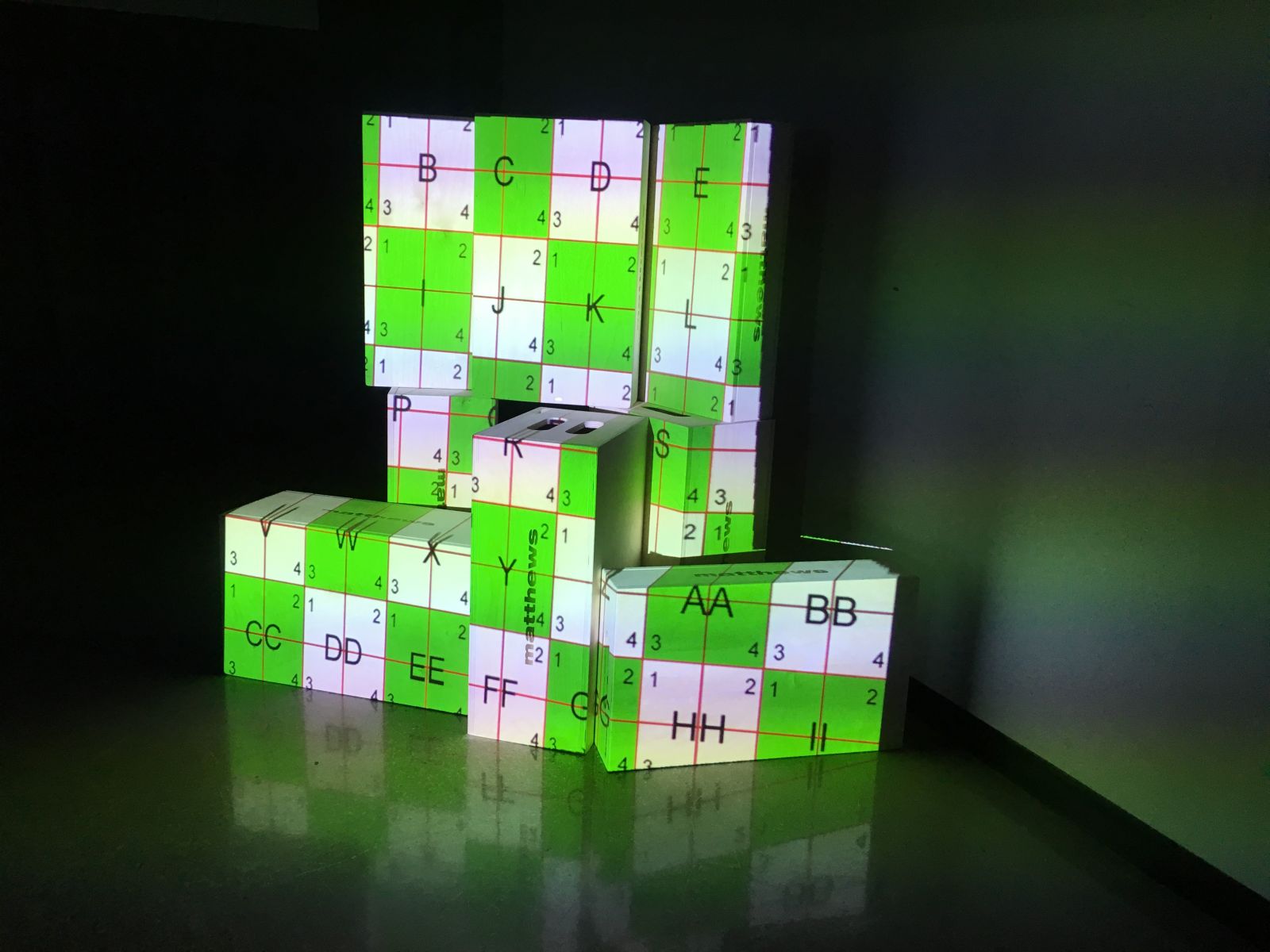 Projection of letters onto blocks